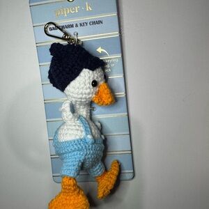 New viral Piper k white Blue and Orange duck Keychain